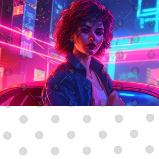 Synthwave Girl - Anime Portrait in Neon Colors Digital Files