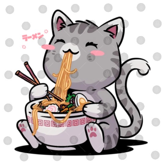 Kawaii Neko Cat Ramen Bowl Anime Otaku Japanese No Digital Files