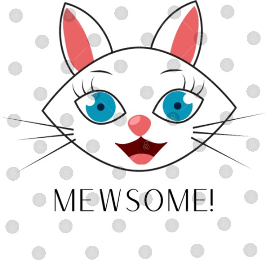 Mewsome White Cat Face Digital Files