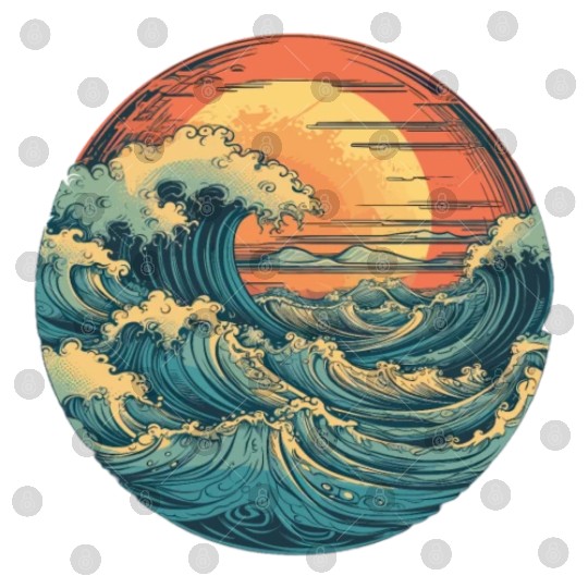 serene ocean sunset with large waves (2) Digital Files