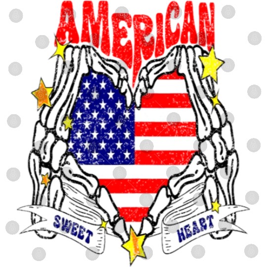 America Sweet Heart Skeleton Hands Heart Flag 4th Digital Files
