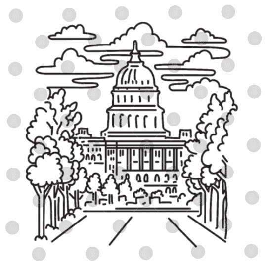 Capitol Building Washington DC USA Mono Line Art Digital Files