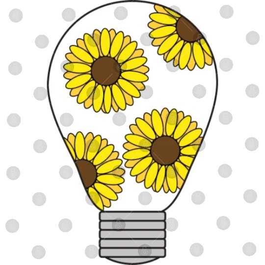 Light Bulb With Yellow Sunflowers Digital Files