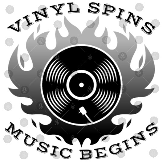 Vinyl Spins Music Begins with record on fire Digital Files