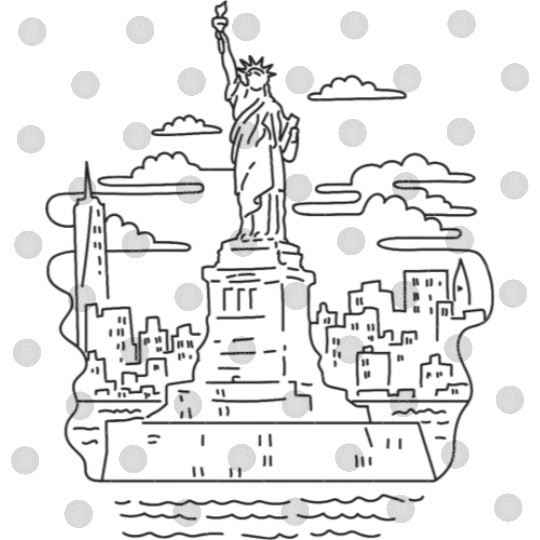 Statue of Liberty New York USA Mono Line Digital Files