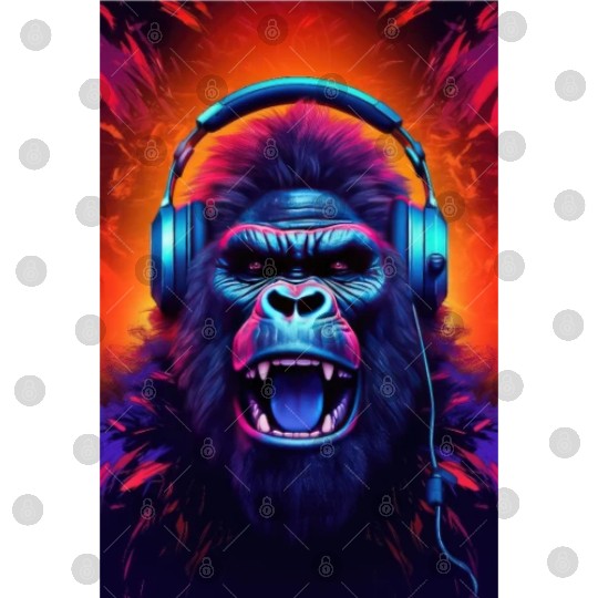 Gorilla Headphones music art Digital Files