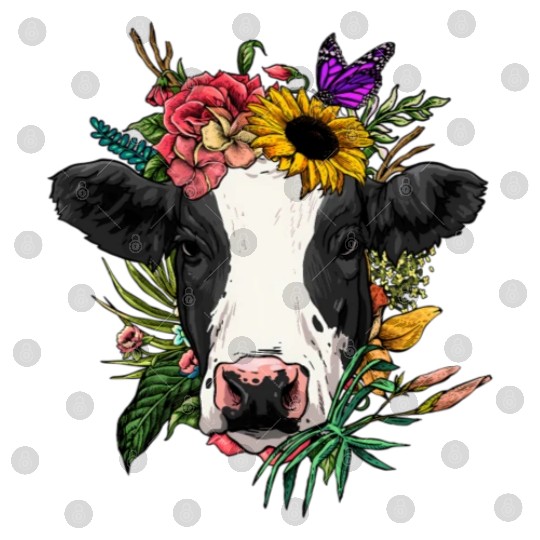 Floral Cow Spring Nature For Digital Files
