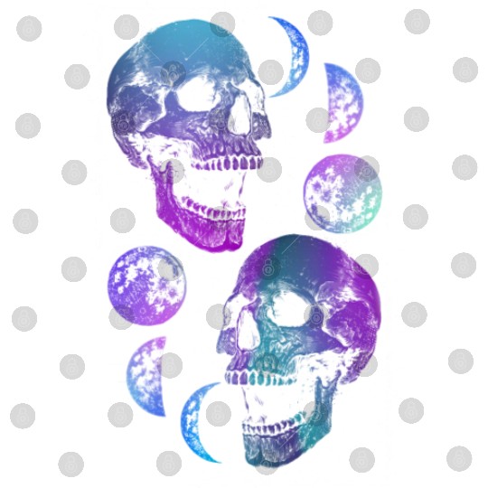 Skeleton Digital Files, Neon Skull Moon Gothic Skeleton