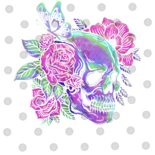 Skeleton Digital Files, Neon Skull Roses Gothic Skeleton
