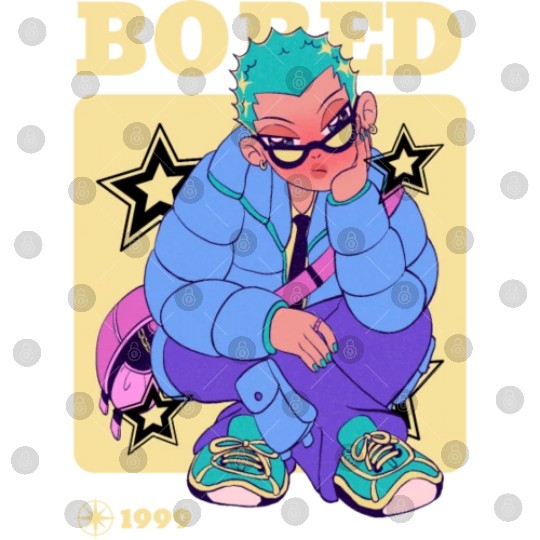 Black Cream Blue Y2K Anime Illustrated Bored Digital Files