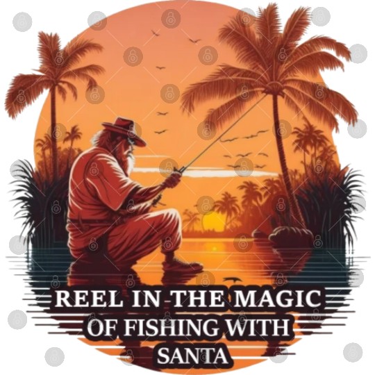 Santa Claus fishing t shit design Digital Files