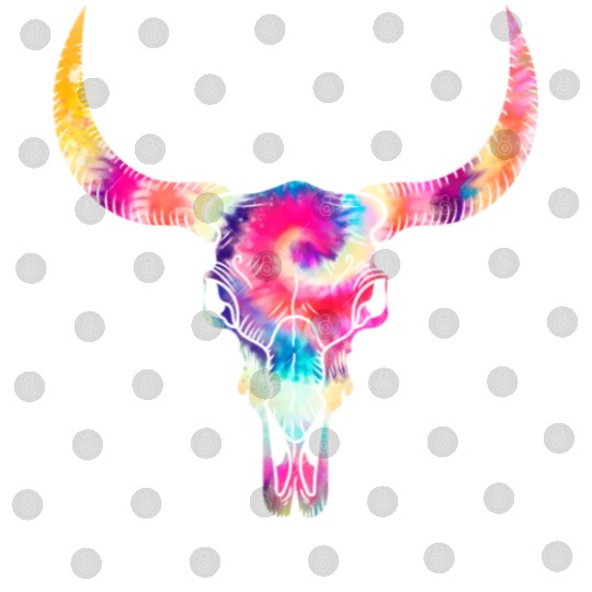 Cow Digital Files, Cow Skull Tie Dye Watercolor Digital Files, Cow