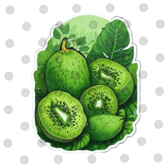 Green Kiwi Pattern Sticker Digital Files