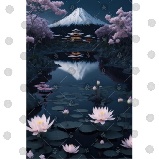Asia Landscape by night Serene Mount Fuji Digital Files