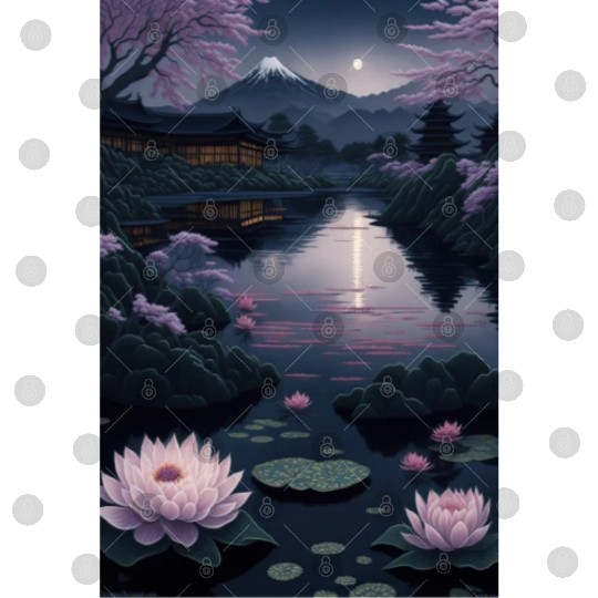 Asia Landscape by night Serene Mount Fuji Digital Files