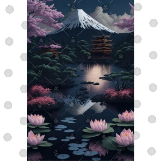 Asia Landscape by night Serene Mount Fuji Digital Files