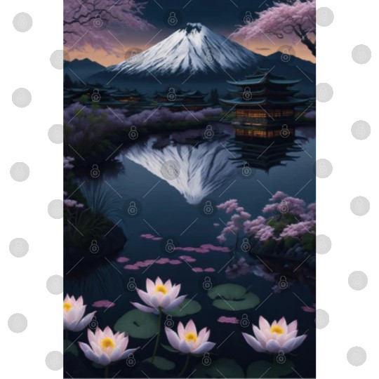 Asia Landscape by night Serene Mount Fuji Digital Files