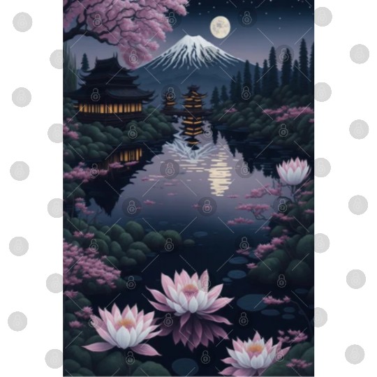 Asia Landscape by night Serene Mount Fuji Digital Files