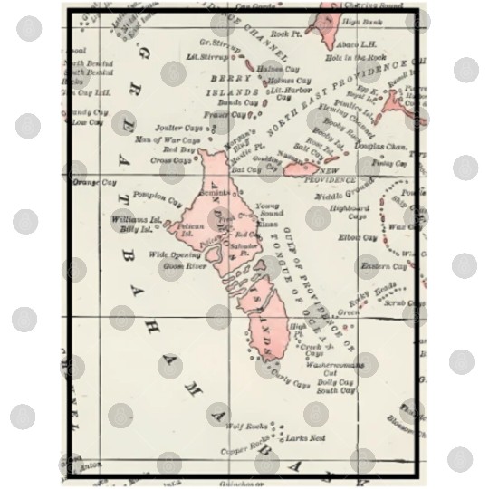 Vintage Andros Island Bahamas Map Digital Files