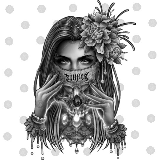 skull mask and peony flower Digital Files