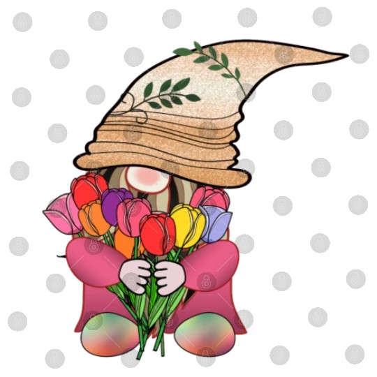Gnome tulip flower cute fairy floral funny angle Digital Files