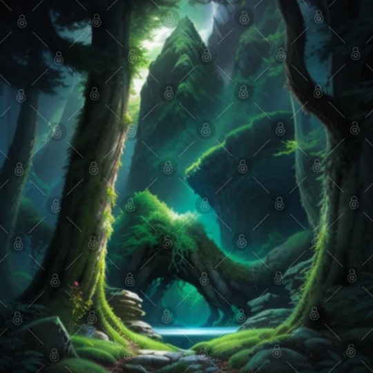 Misty Interior of Trollbark Forest, Green Forest Digital Files