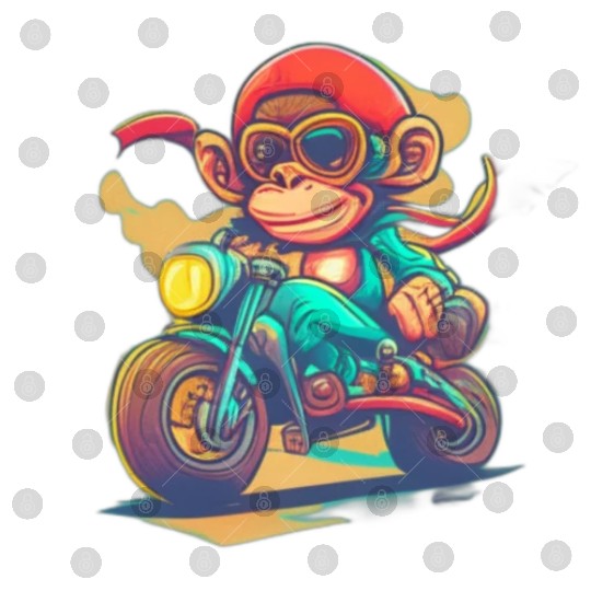 monkey driving a motorcycle in the summer Digital Files