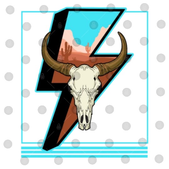 Cowboy Digital Files, Lightning Cow Skull Dessert Cactus