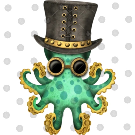 Steampunk Green Octopus Digital Files