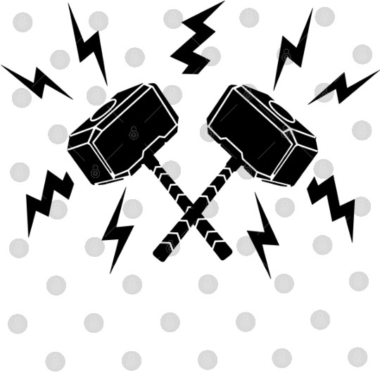 Two hammers of Thor surrounded by lightning Digital Files