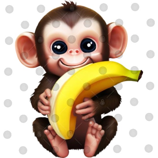 Chimpanzee with Banana - Monkey Lover Design Digital Files