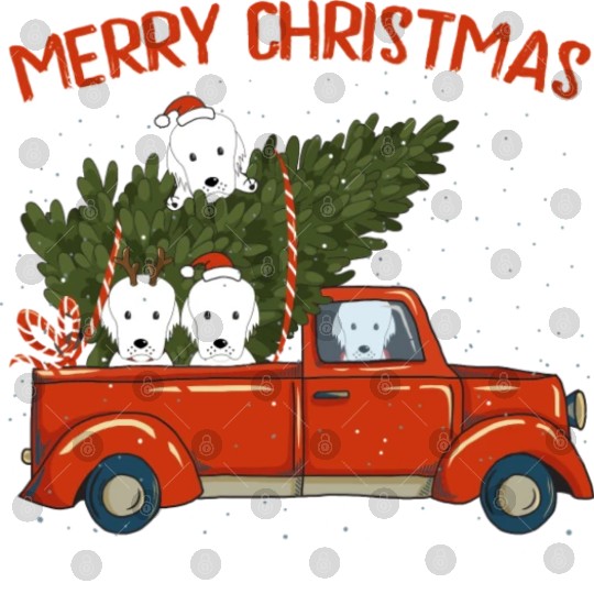 Great Pyrenees Xmas Vintage Red Pickup Digital Files