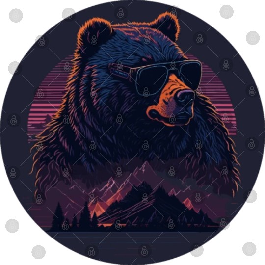 Stylish synthwave Bear Digital Files
