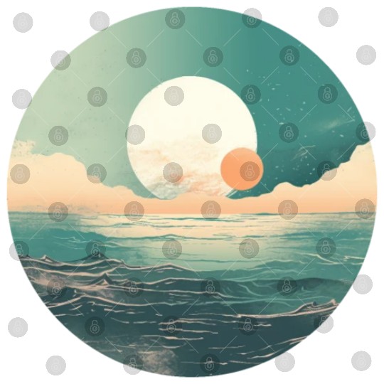 Mystical Deep See Moon Tides and Clouds Digital Files