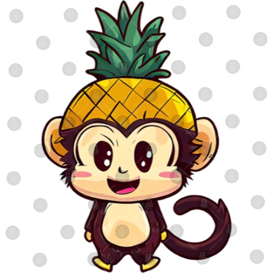 Tropical monkey with pineapple helmet Digital Files