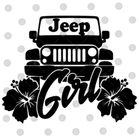 Jeep Girl Flower - Black Digital Files