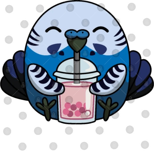 Bubbly Budgie Cute Adorable Budgie with Bubble Tea Digital Files