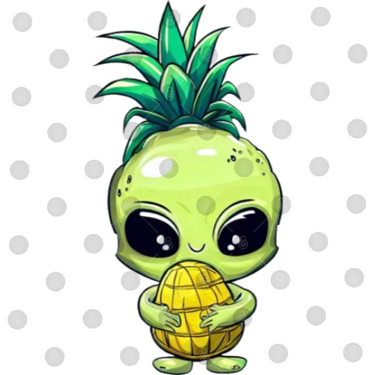 Pineapple-Hair Alien: Green & Funny Digital Files