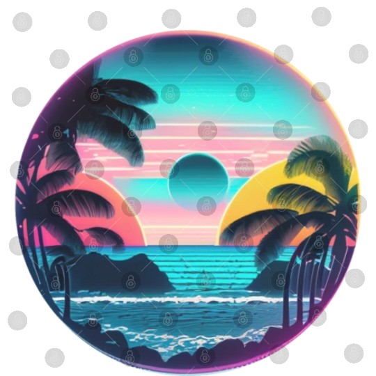 Palm Trees and Ocean Breeze with a serene beach Digital Files