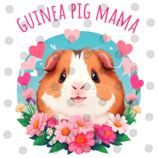 Guinea pig Mama Flowers and Hearts Digital Files
