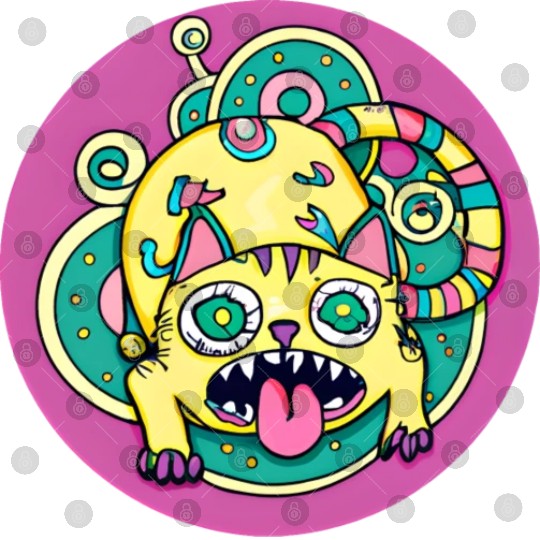 Psychedelic Trippy Cat Digital Files