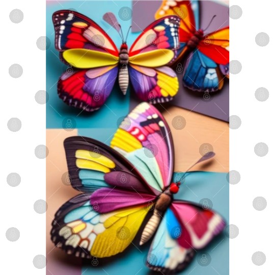 Photo collage of three butterflies made from a spo Digital Files