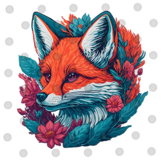 Fox Cub with Flowers Digital Files