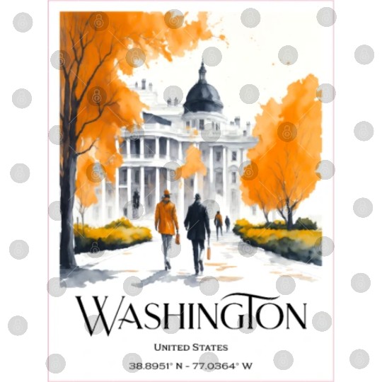 Watercolor painting loving couple in Washington DC Digital Files