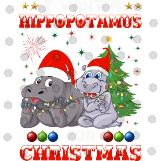 I Want Hippopotamus For Christmas Hippo Lover Xmas Digital Files