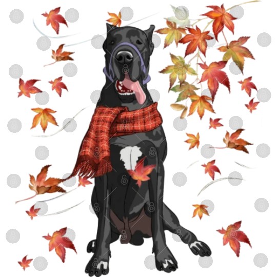 Maple Dog Leaf Fall Hello Autumn Funny Great Dane Digital Files