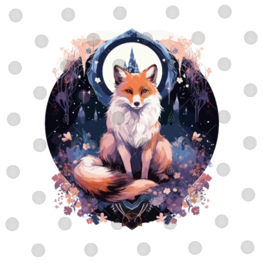 Celestial moon flower fox sitting tall Digital Files