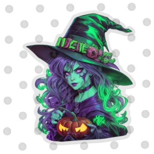 Wicked Witch Halloween Sticker, neon color Digital Files