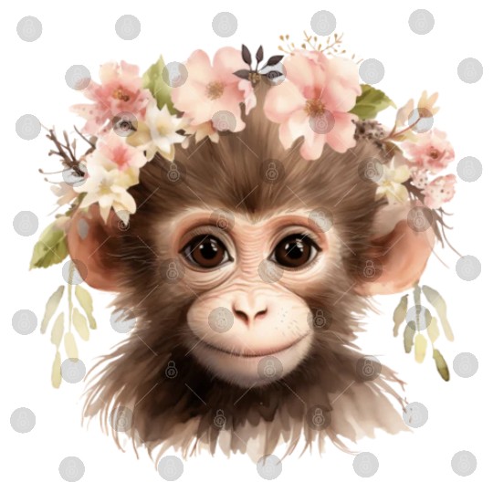 Monkey Chimpanzee Jungle Animal Boho Floral Ape Digital Files
