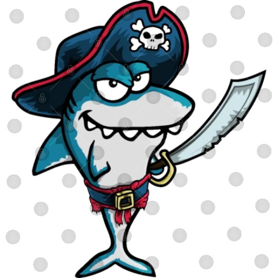 Funny Evil Smiling Pirate Shark Captain of the Sea Digital Files